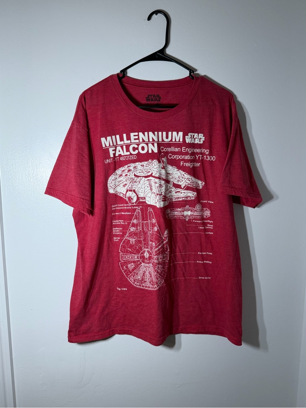 Star Wars Red Millennium Falcon Schematic Tee